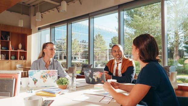 Image of diverse people discussing pension options